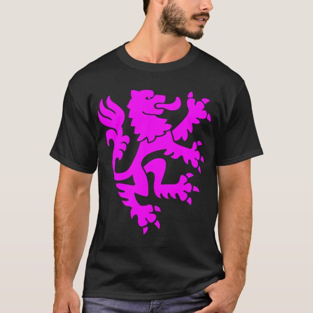 T-shirt Lion héraldique 01 - Magenta (Devant)