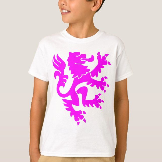 T-shirt Lion héraldique 01 - Magenta (Devant)