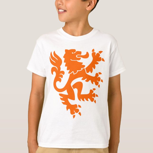 T-shirt Lion héraldique 01 - Orange (Devant)