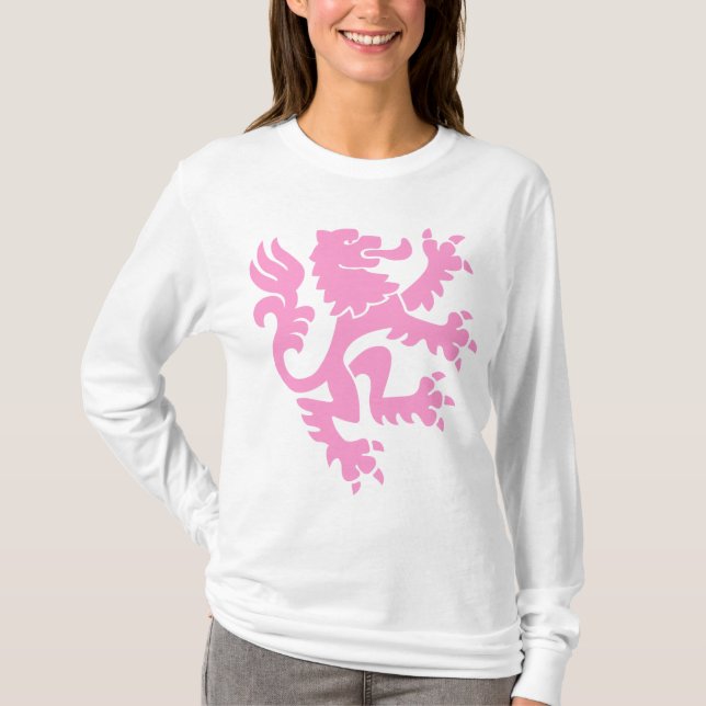 T-shirt Lion héraldique 01 - rose (Devant)