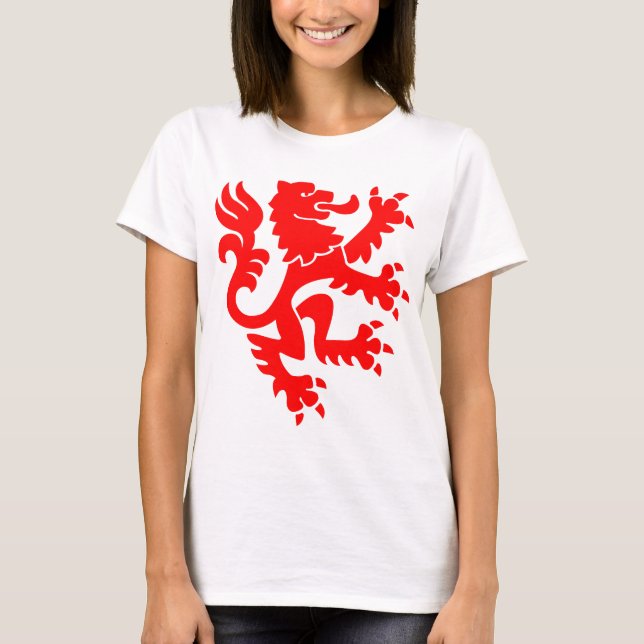 T-shirt Lion héraldique 01 - Rouge (Devant)
