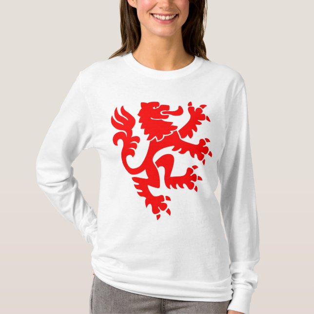T-shirt Lion héraldique 01 - Rouge (Devant)