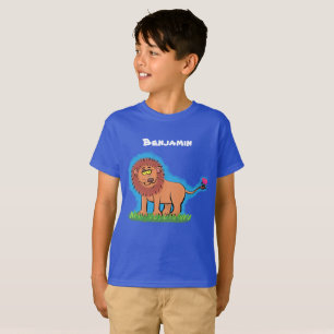 T-shirt Lion heureux avec dessin animé papillon
