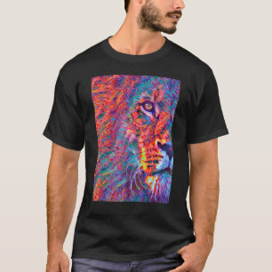T-shirt Lion Le Majestic King Couleur Couleur Vague Jungle