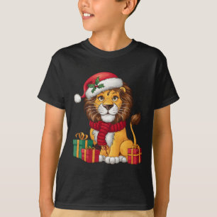 T-shirt Lion Lover Xmas vacances Père Noël Lion Noël