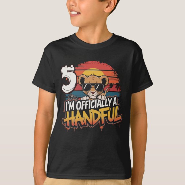 T-shirt Lion Lunettes de soleil 5e anniversaire Enfants Cé (Devant)