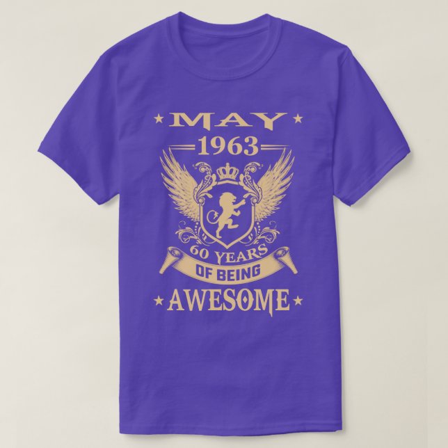 T-shirt Lion Mai 1963 Edition Limitée 60 Ans D'Être Mainte (Design devant)