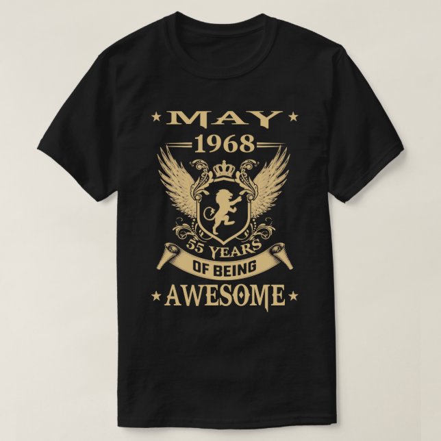 T-shirt Lion Mai 1968 Edition Limitée 55 Ans D'Être Mainte (Design devant)