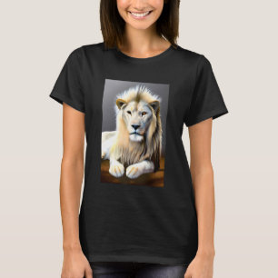 T-shirt Lion majestueux blanc éthéré