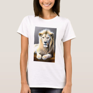 T-shirt Lion majestueux blanc éthéré