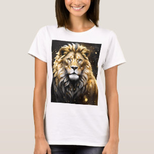 T-shirt Lion Mâle Majestic D'Or Et De Gris,