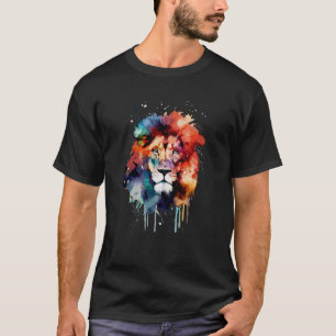 T-shirt Lion mignon pour animal sauvage arc-en-ciel couleu
