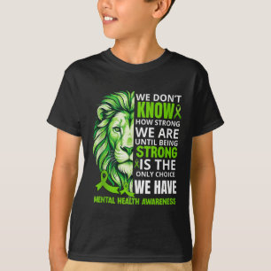 T-shirt Lion Motivation vert Ruban santé mentale Aware