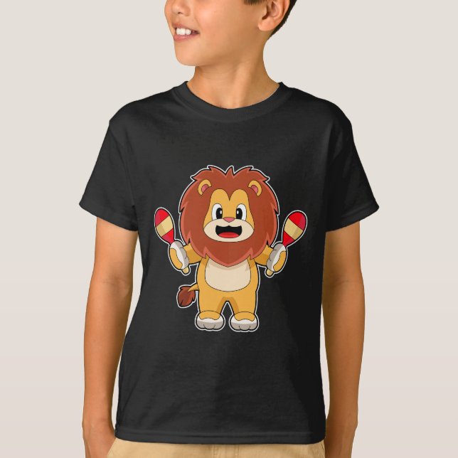 T-shirt Lion musicien Rattle Music (Devant)