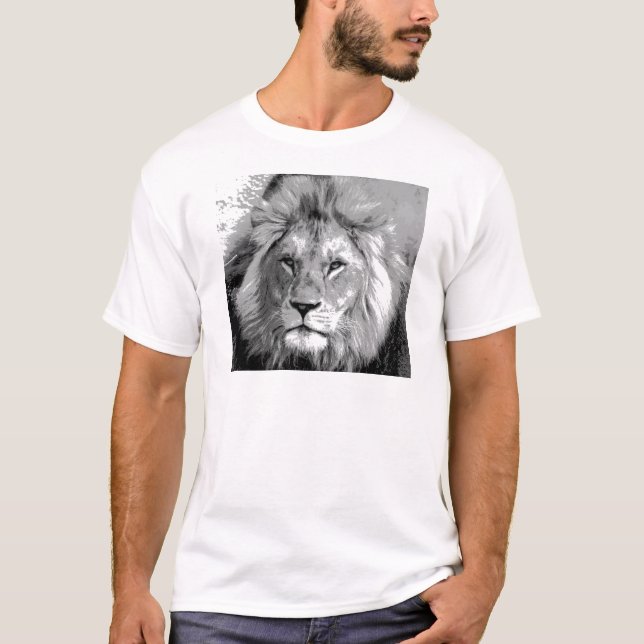 T-shirt Lion noir blanc (Devant)