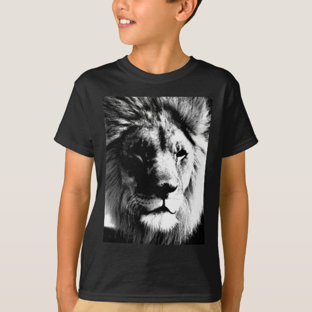 T-shirt Lion noir et blanc (Devant)