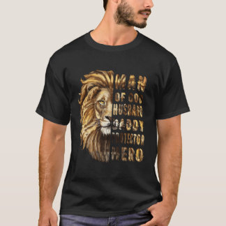 T-shirt Lion Papa Homme De Dieu Mari Papa Protecteur Héros