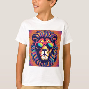 T-shirt Lion portant des lunettes de soleil