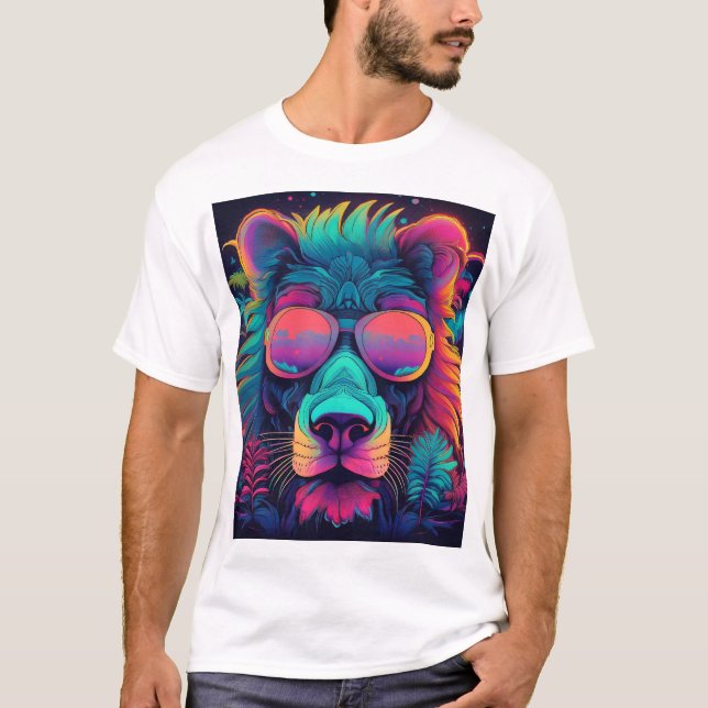 T-shirt Lion psychédélique (Devant)