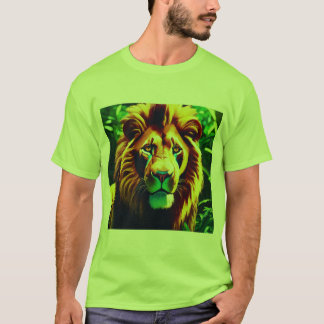 T-shirt Lion rayé : Une vision géométrique