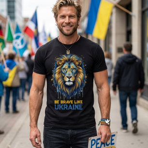 T-shirt Lion « Soyez courageux comme l'Ukraine. »