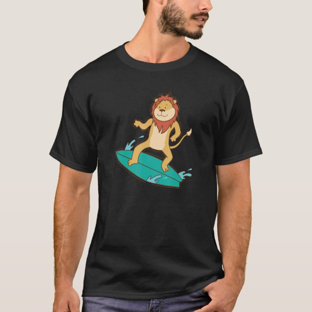 T-shirt Lion surf Lion Mane Afrique (Devant)