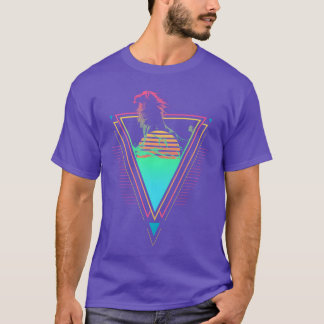 T-shirt Lion Vaporwave Synthwave 90 80 garçon du coucher d