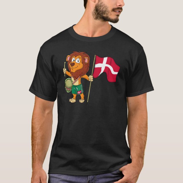 T-shirt Lion with the Denmark flag (Devant)