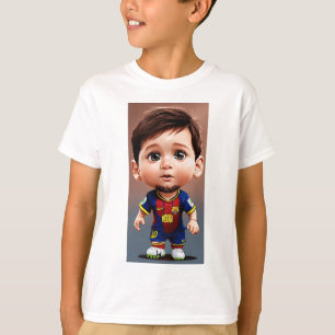 T-shirt Lionel Messi mignon dessin animé bébé réaliste gra