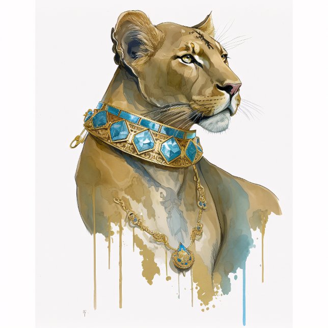 T-shirt Lionne aquarelle 4 (Créateur téléchargé)