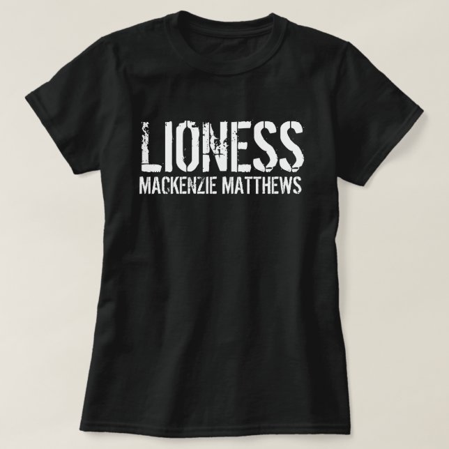 T-shirt Lionne Nom personnalisé Femmes noires et blanches (Design devant)