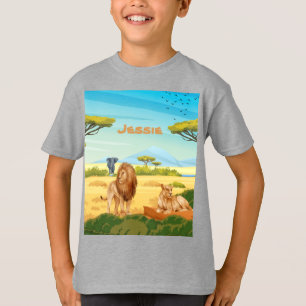 T-shirt Lions personnalisés sur la Savannah