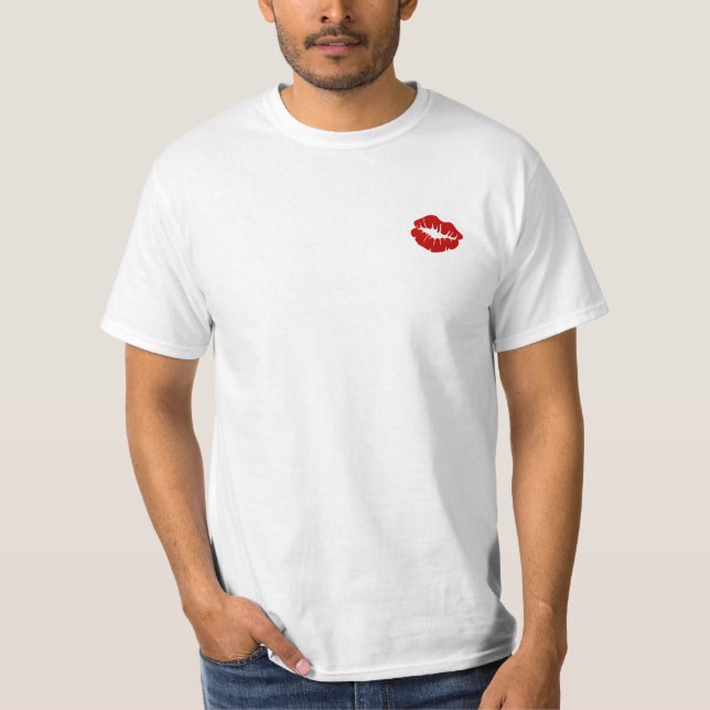 T - Shirt ~ Lippenstift-roter Kuss, der Lippenmund (Vorderseite)