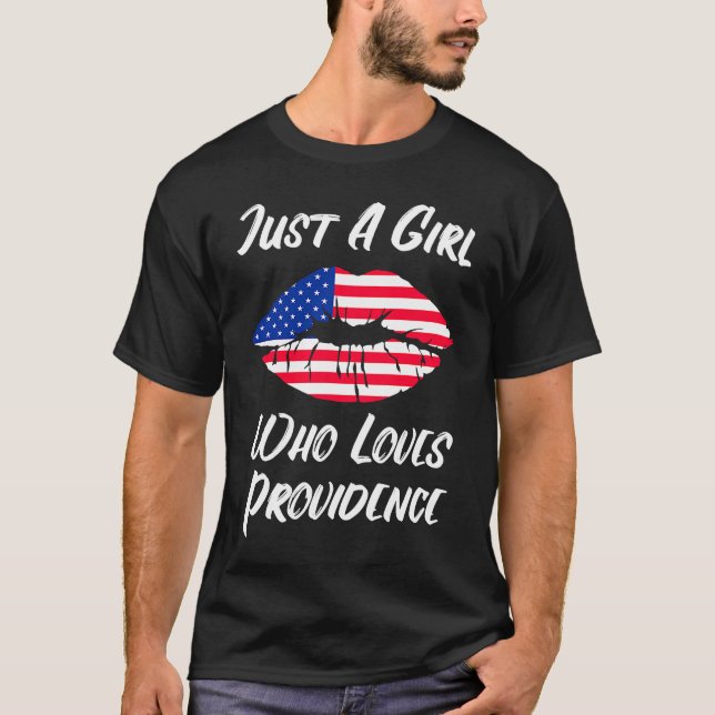 T-shirt Lips Mouth Love American Flag Providence (Devant)