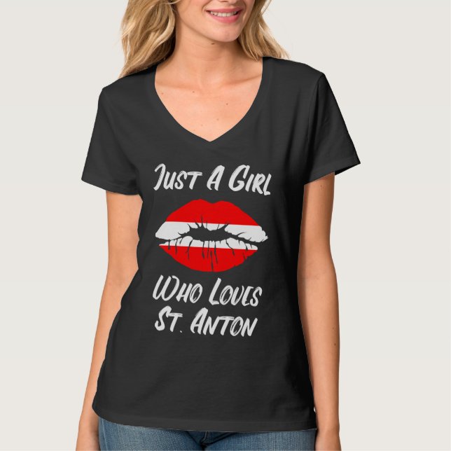 T-shirt Lips Mouth Love Austria Flag St Anton (Devant)