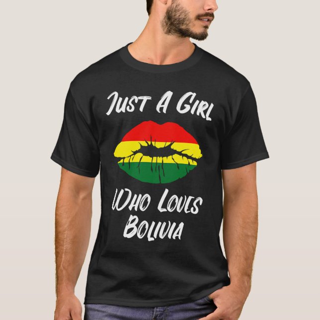 T-shirt Lips Mouth Love Bolivian Flag Bolivia (Devant)