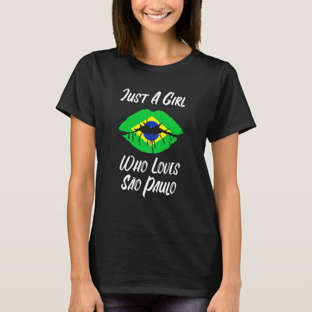 T-shirt Lips Mouth Love Brazilian Flag Sao Paulo (Devant)