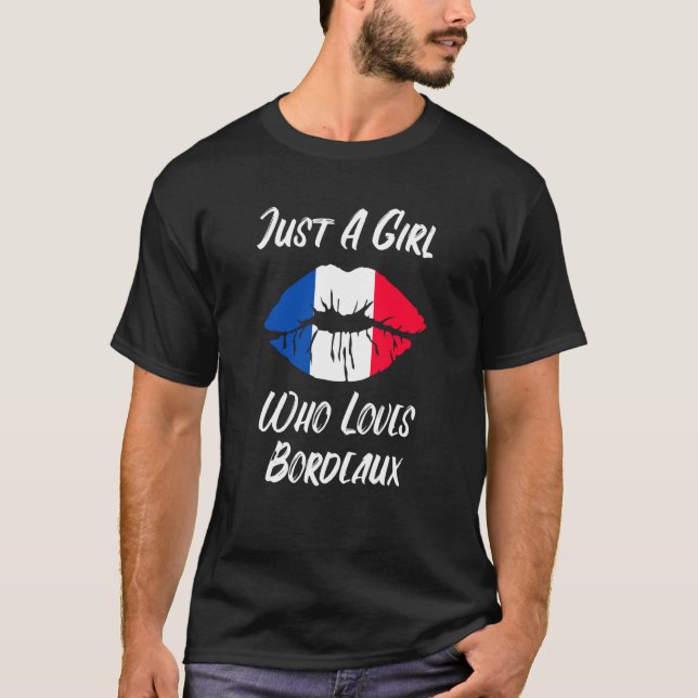 T-shirt Lips Mouth Love French Flag Bordeaux (Devant)