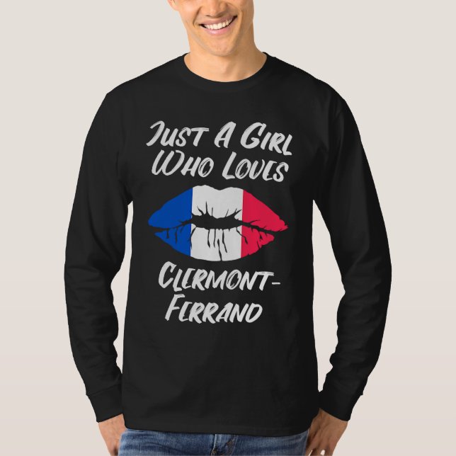 T-shirt Lips Mouth Love French Flag Clermont Ferrand (Devant)
