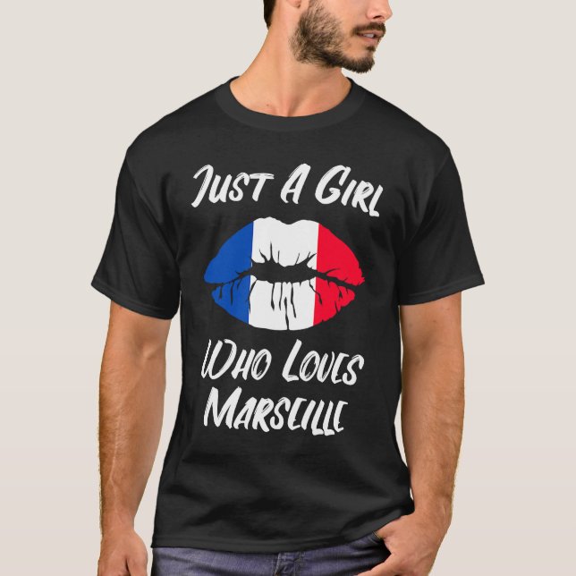 T-shirt Lips Mouth Love French Flag Marseille (Devant)