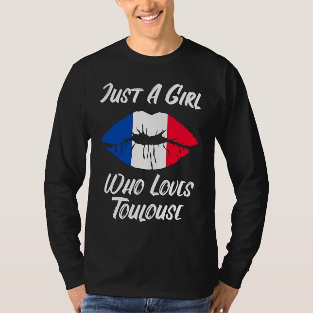 T-shirt Lips Mouth Love French Flag Toulouse (Devant)