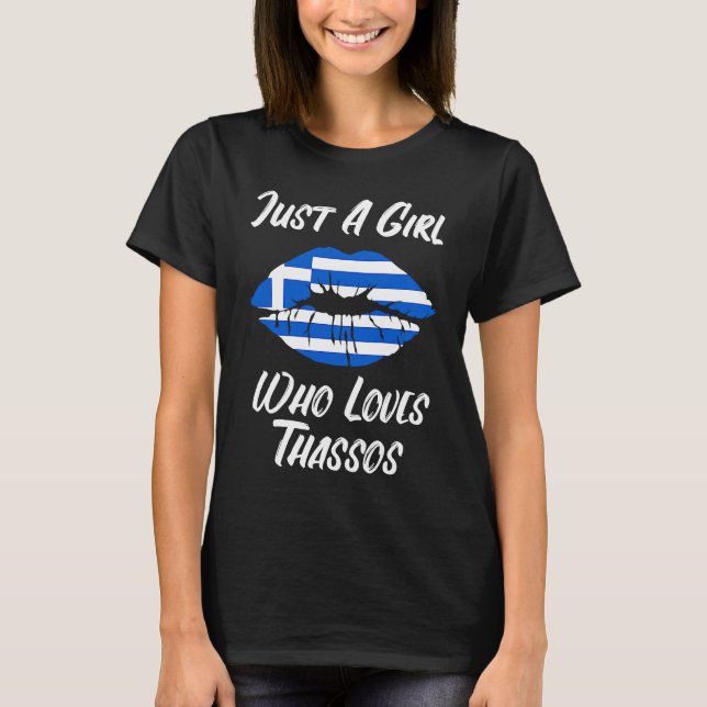 T-shirt Lips Mouth Love Greek Flag Thassos (Devant)