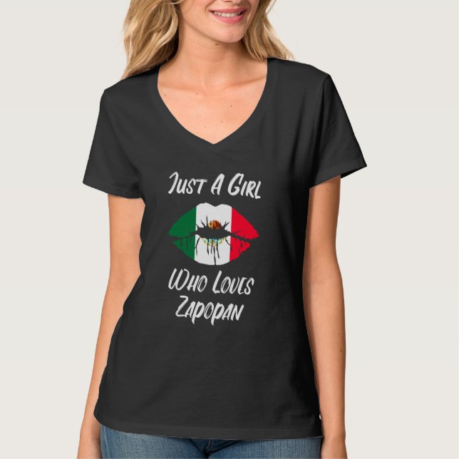 T-shirt Lips Mouth Love Mexican Flag Zapopan (Devant)