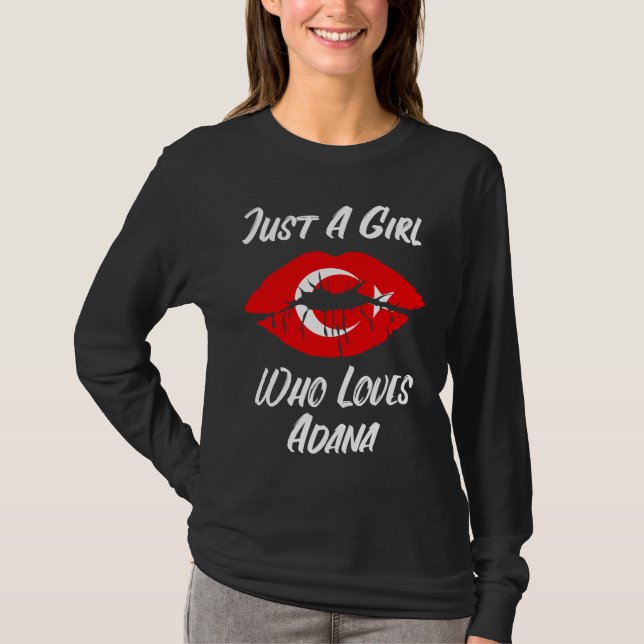 T-shirt Lips Mouth Love Turkish Flag Adana (Devant)