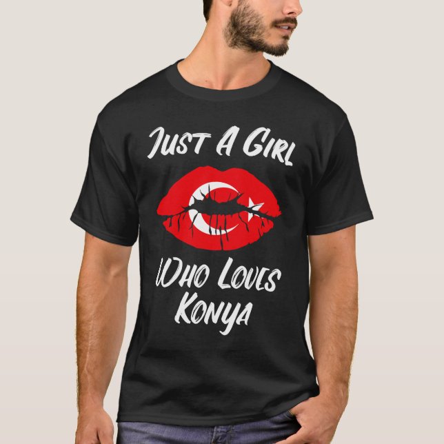 T-shirt Lips Mouth Love Turkish Flag Konya (Devant)