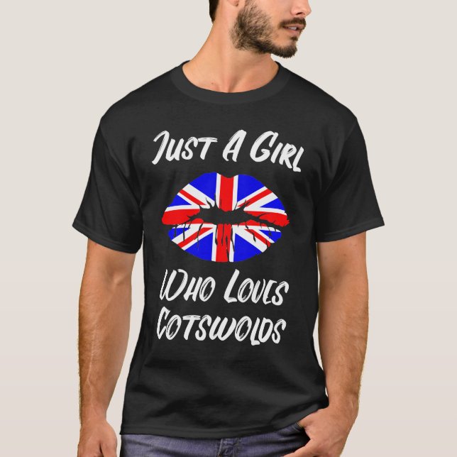 T-shirt Lips Mouth Love Union Jack Flag Cotswolds (Devant)