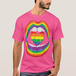 T-shirt Lips Mouth Rainbow Heart Gay LGBTQ LGBT Pride Mont