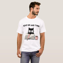 Lire, boire et penser Chat mignon lisant un livre