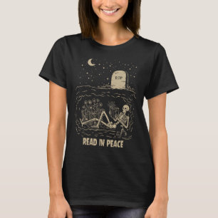 T-shirt Lire En Paix Squelette Lecture Livres Drôle Hallow