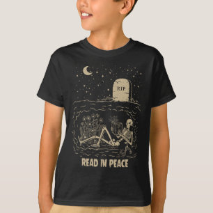 T-shirt Lire En Paix Squelette Lecture Livres Drôle Hallow